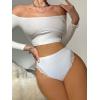 imageMilumia Women Sexy Lace Panties Underwear High Waisted Thongs French Cut BikinisWhite