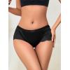 imageMilumia Women Sexy Lace Satin Silk Panties Underwear Mid Waist Breathable Bikini BriefsBlack