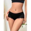 imageMilumia Women Sexy Lace Satin Silk Panties Underwear Mid Waist Breathable Bikini BriefsBlack