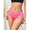 imageMilumia Women Sexy Lace Satin Silk Panties Underwear Mid Waist Breathable Bikini BriefsBright Rose Pink