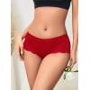 imageMilumia Women Sexy Lace Satin Silk Panties Underwear Mid Waist Breathable Bikini BriefsBurgundy Red