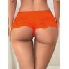 imageMilumia Women Sexy Lace Satin Silk Panties Underwear Mid Waist Breathable Bikini BriefsBurnt Orange