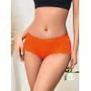 imageMilumia Women Sexy Lace Satin Silk Panties Underwear Mid Waist Breathable Bikini BriefsBurnt Orange