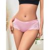 imageMilumia Women Sexy Lace Satin Silk Panties Underwear Mid Waist Breathable Bikini BriefsCoral Pink