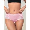 imageMilumia Women Sexy Lace Satin Silk Panties Underwear Mid Waist Breathable Bikini BriefsCoral Pink