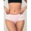 imageMilumia Women Sexy Lace Satin Silk Panties Underwear Mid Waist Breathable Bikini BriefsPink