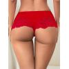 imageMilumia Women Sexy Lace Satin Silk Panties Underwear Mid Waist Breathable Bikini BriefsRed