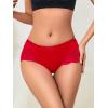 imageMilumia Women Sexy Lace Satin Silk Panties Underwear Mid Waist Breathable Bikini BriefsRed