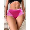 imageMilumia Women Sexy Lace Satin Silk Panties Underwear Mid Waist Breathable Bikini BriefsRose Pink