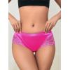 imageMilumia Women Sexy Lace Satin Silk Panties Underwear Mid Waist Breathable Bikini BriefsRose Pink