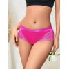 imageMilumia Women Sexy Lace Satin Silk Panties Underwear Mid Waist Breathable Bikini BriefsRose Pink