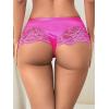 imageMilumia Women Sexy Lace Satin Silk Panties Underwear Mid Waist Breathable Bikini BriefsRose Pink