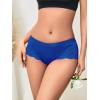 imageMilumia Women Sexy Lace Satin Silk Panties Underwear Mid Waist Breathable Bikini BriefsRoyal Blue