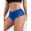 imageMilumia Women Sexy Lace Satin Silk Panties Underwear Mid Waist Breathable Bikini BriefsRoyal Blue