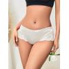 imageMilumia Women Sexy Lace Satin Silk Panties Underwear Mid Waist Breathable Bikini BriefsWhite
