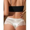 imageMilumia Women Sexy Lace Satin Silk Panties Underwear Mid Waist Breathable Bikini BriefsWhite