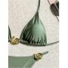 imageMilumia Womens 2 Piece Halter Tie Back Cheeky Swimsuit Metal Decor Triangle Thong Bikini SetArmy Green