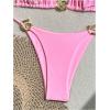 imageMilumia Womens 2 Piece Halter Tie Back Cheeky Swimsuit Metal Decor Triangle Thong Bikini SetPink