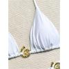 imageMilumia Womens 2 Piece Halter Tie Back Cheeky Swimsuit Metal Decor Triangle Thong Bikini SetWhite