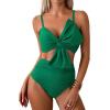 imageMilumia Womens 2 Piece High Waisted Bow Bikini Set Twist Front Ruched Swimsuits Bathing SuitsGreen