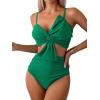 imageMilumia Womens 2 Piece High Waisted Bow Bikini Set Twist Front Ruched Swimsuits Bathing SuitsGreen
