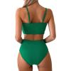 imageMilumia Womens 2 Piece High Waisted Bow Bikini Set Twist Front Ruched Swimsuits Bathing SuitsGreen