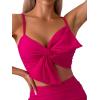 imageMilumia Womens 2 Piece High Waisted Bow Bikini Set Twist Front Ruched Swimsuits Bathing SuitsHot Pink
