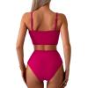 imageMilumia Womens 2 Piece High Waisted Bow Bikini Set Twist Front Ruched Swimsuits Bathing SuitsHot Pink