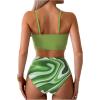 imageMilumia Womens 2 Piece High Waisted Bow Bikini Set Twist Front Ruched Swimsuits Bathing SuitsOlive Green