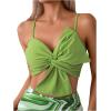 imageMilumia Womens 2 Piece High Waisted Bow Bikini Set Twist Front Ruched Swimsuits Bathing SuitsOlive Green
