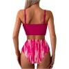 imageMilumia Womens 2 Piece High Waisted Bow Bikini Set Twist Front Ruched Swimsuits Bathing SuitsTie Dye Pink