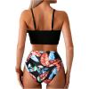imageMilumia Womens 2 Piece High Waisted Bow Bikini Set Twist Front Ruched Swimsuits Bathing SuitsTropical Black