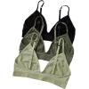 imageMilumia Womens 3 Pack Triangle Bralettes Adjustable Straps Soft Wirefree Everyday BrasGreen and Black