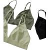 imageMilumia Womens 3 Pack Triangle Bralettes Adjustable Straps Soft Wirefree Everyday BrasGreen and Black
