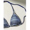 imageMilumia Womens 3 Piece Boho Bikini Set with Cover Ups Triangle Halter SwimsuitsBlue