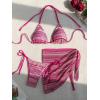 imageMilumia Womens 3 Piece Boho Bikini Set with Cover Ups Triangle Halter SwimsuitsMulticolor