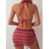 imageMilumia Womens 3 Piece Boho Bikini Set with Cover Ups Triangle Halter SwimsuitsMulticolor