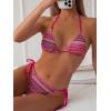 imageMilumia Womens 3 Piece Boho Bikini Set with Cover Ups Triangle Halter SwimsuitsMulticolor