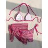 imageMilumia Womens 3 Piece Boho Bikini Set with Cover Ups Triangle Halter SwimsuitsMulticolor