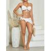 imageMilumia Womens 3 Piece Halter Swimsuits Solid Lace Up Bikini Set with Drawstring Mesh Cover Up SkirtEyelet White
