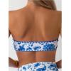 imageMilumia Womens 3 Piece Swimsuit Floral Print Bandeau Bikini Swimwear with Cover UpsBlue and White