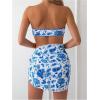 imageMilumia Womens 3 Piece Swimsuit Floral Print Bandeau Bikini Swimwear with Cover UpsBlue and White