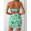 imageMilumia Womens 3 Piece Swimsuit Floral Print Bandeau Bikini Swimwear with Cover UpsGreen