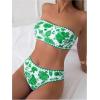 imageMilumia Womens 3 Piece Swimsuit Floral Print Bandeau Bikini Swimwear with Cover UpsGreen