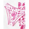 imageMilumia Womens 3 Piece Swimsuit Floral Print Bandeau Bikini Swimwear with Cover UpsHot Pink