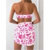 imageMilumia Womens 3 Piece Swimsuit Floral Print Bandeau Bikini Swimwear with Cover UpsHot Pink
