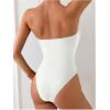 imageMilumia Womens 3D Floral Cut Out Bandeau Swimwear Sexy Strapless One Piece SwimsuitsWhite