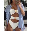 imageMilumia Womens 3D Floral Cut Out Bandeau Swimwear Sexy Strapless One Piece SwimsuitsWhite