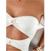 imageMilumia Womens 3D Floral Cut Out Bandeau Swimwear Sexy Strapless One Piece SwimsuitsWhite