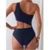imageMilumia Womens Cut Out One Piece Swimsuit One Shoulder Sleeveless Wireless Bathing SuitsDark Blue